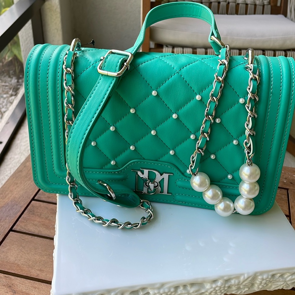 Badgley Mischka Quilted Pearl Embellished Bag